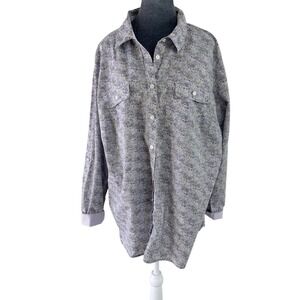 Talbots Ditsy Floral Classic Button Down Shirt Purple Gingham Cuffs Roll Tab 3X